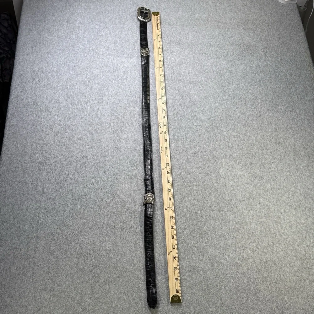 Vintage Brighton Leather Belt ML 32 Black Brown Heart Concho Silver Gold 40210‎ - Picture 2 of 9